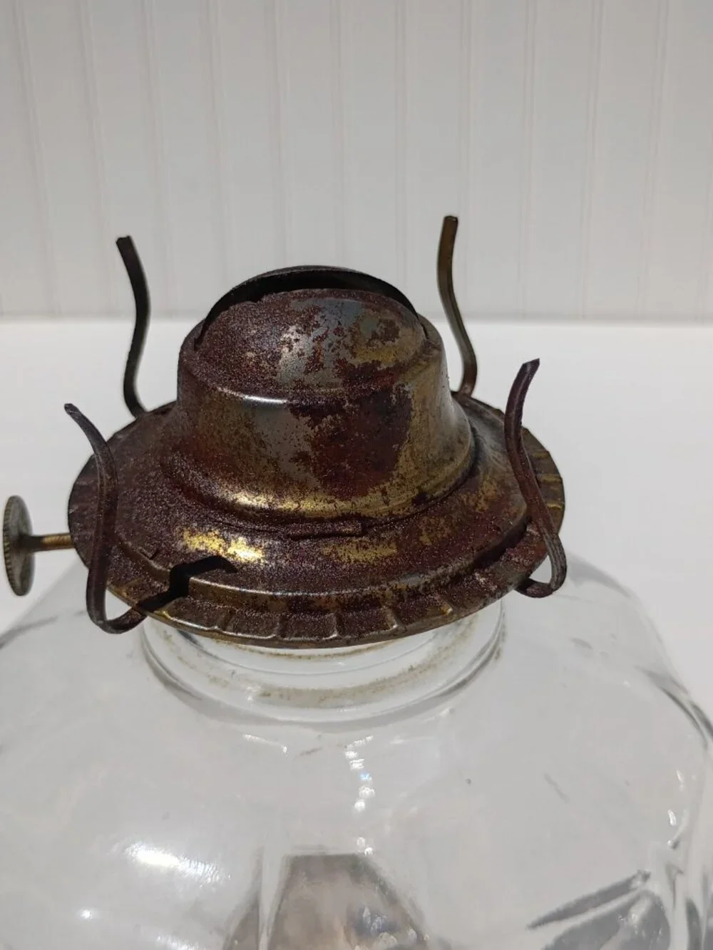 Vintage Anchor Hocking Clear Glass Kerosene Oil Lamp 18